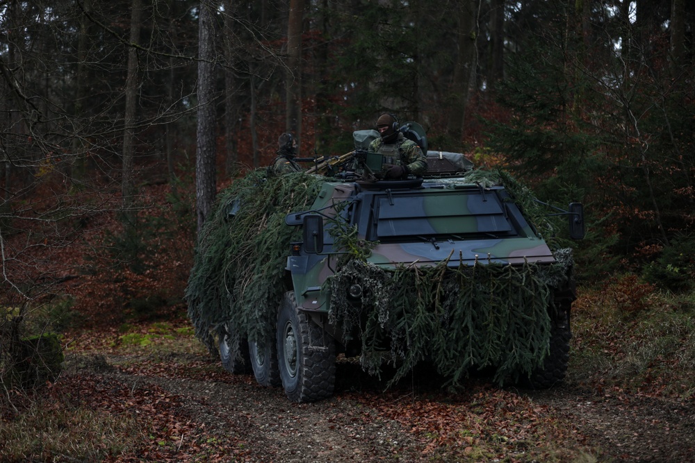 German Army soldiers conduct security operations for Dynamic Front 25