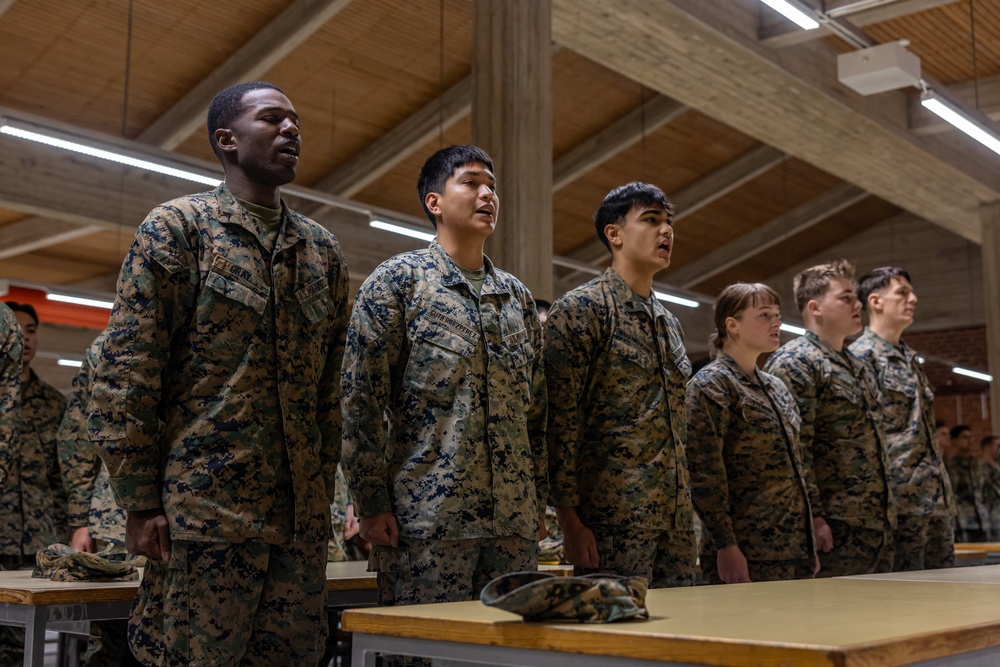 Marine Corps Cake Cutting Ceremony for the Marine Corps 249th Birthday in Finland