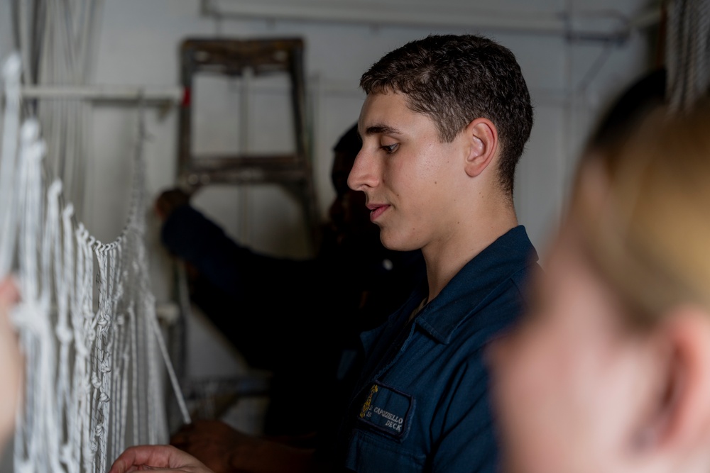 USS Wasp (LHD 1) Sailors Build a Soccer Net for a Community Service Event