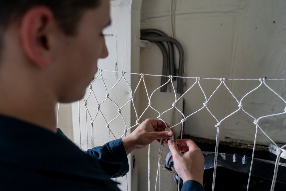 USS Wasp (LHD 1) Sailors Build a Soccer Net for a Community Service Event