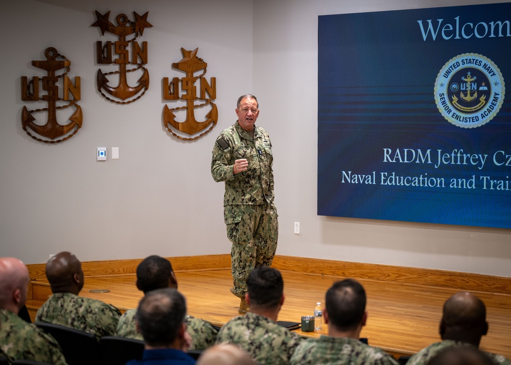 Rear Adm. Jeffrey “Caesar” Czerewko visits Naval Station Newport, R.I.