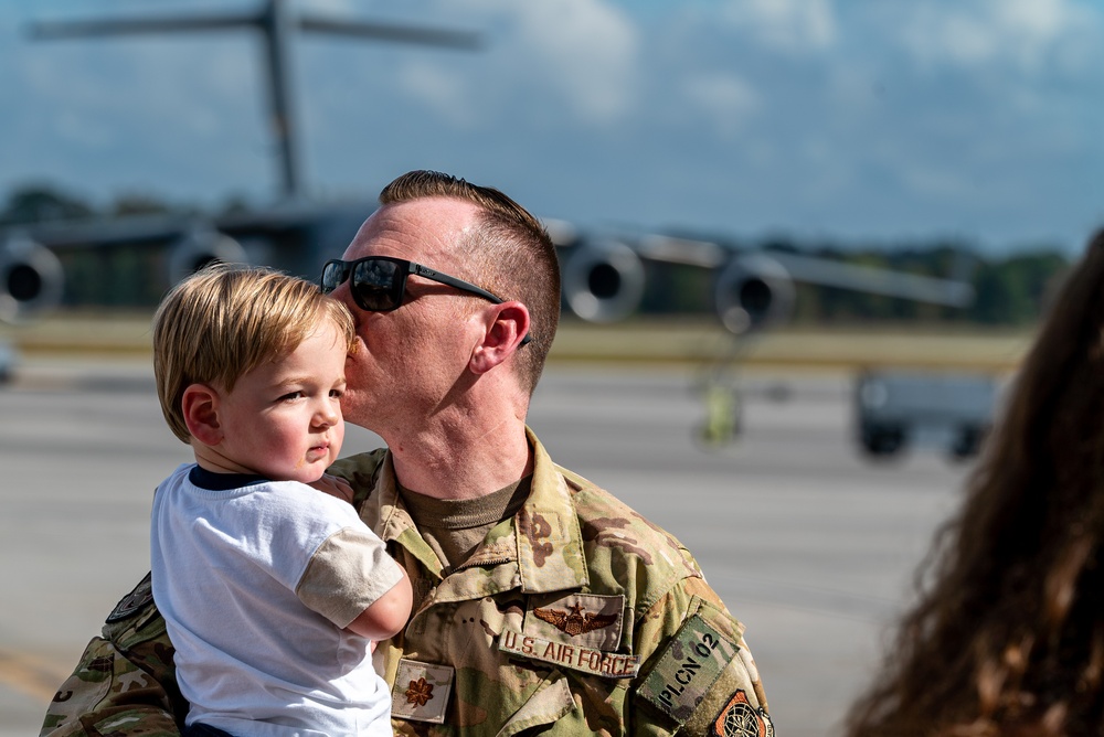 14th AS, 437th AMXS Airmen return home after supporting global mobility mission