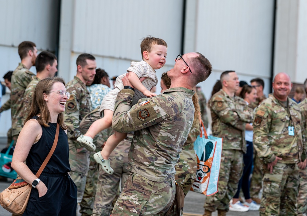 14th AS, 437th AMXS Airmen return home after supporting global mobility mission