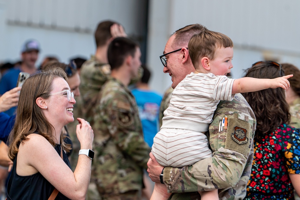 14th AS, 437th AMXS Airmen return home after supporting global mobility mission