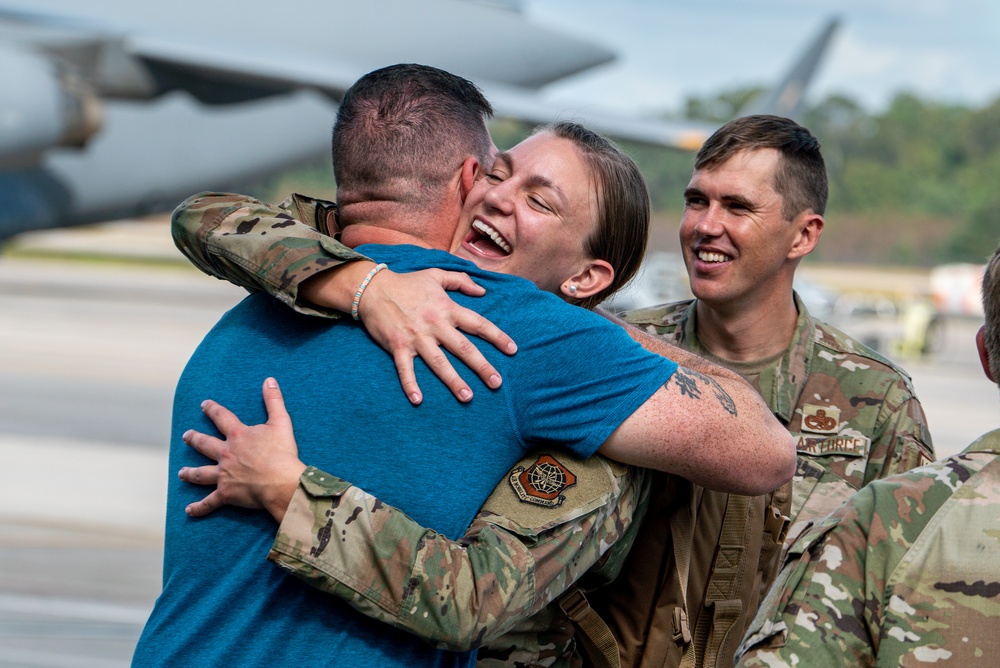 14th AS, 437th AMXS Airmen return home after supporting global mobility mission