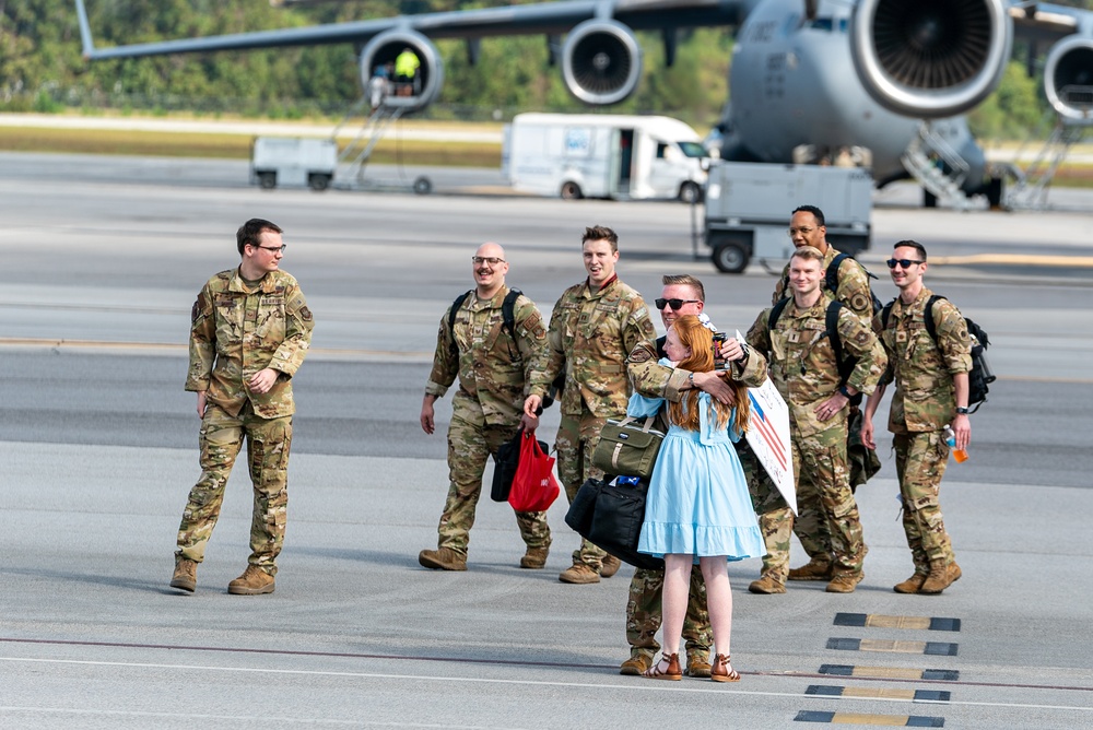 14th AS, 437th AMXS Airmen return home after supporting global mobility mission