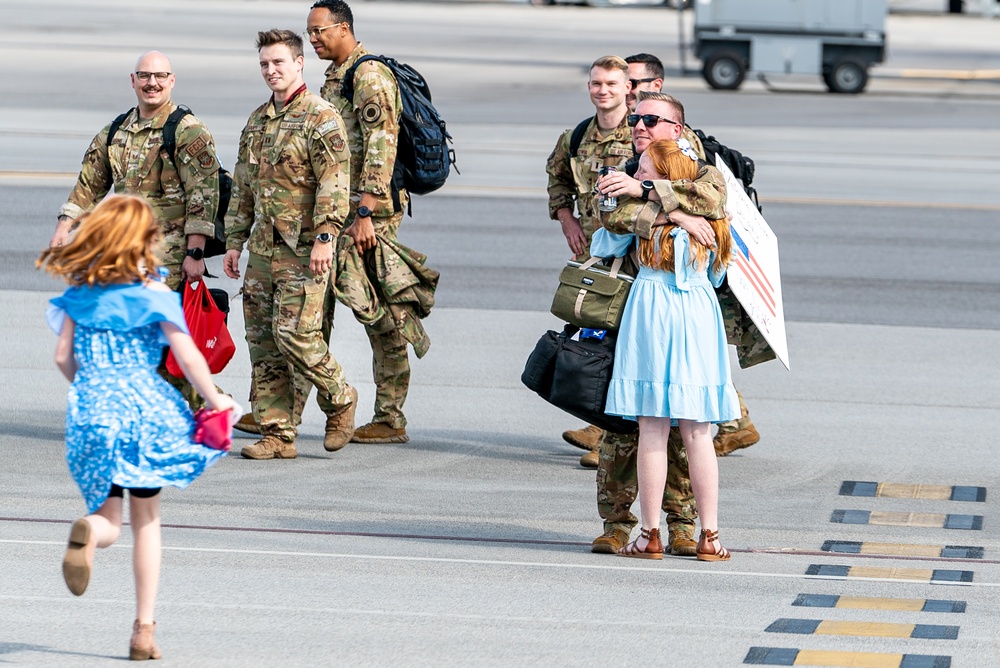 14th AS, 437th AMXS Airmen return home after supporting global mobility mission