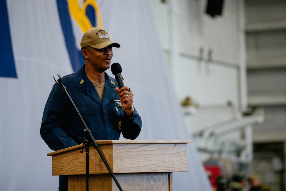 USS Ronald Reagan (CVN 76) hosts an all-hands call