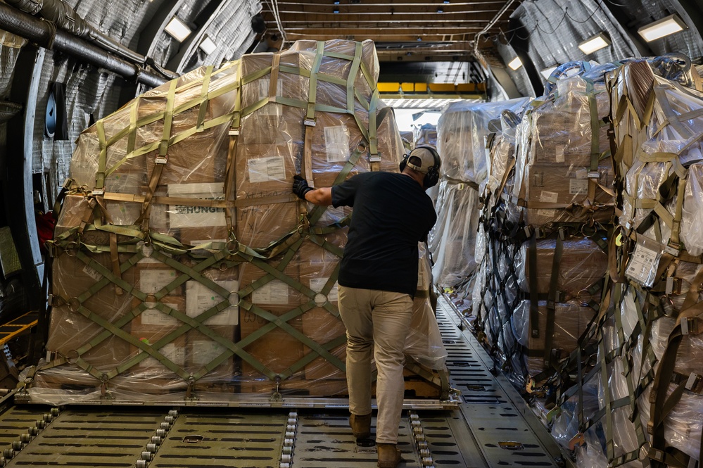 C-5M delivers medical supplies to Soto Cano Air Base