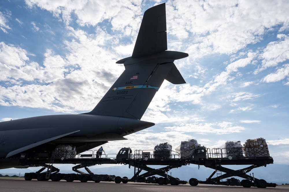 C-5M delivers medical supplies to Soto Cano Air Base