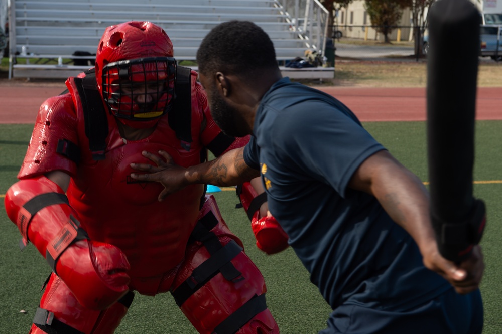 USS John C. Stennis Sailors participate in Oleoresin Capsicum Course