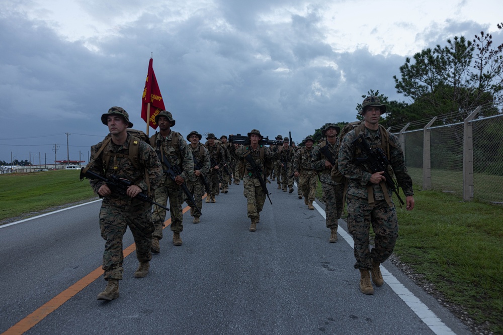 U.S. Marines with 3rd Maintenance Battalion conducts a battalion hike