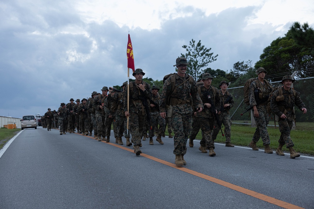 U.S. Marines with 3rd Maintenance Battalion conducts a battalion hike