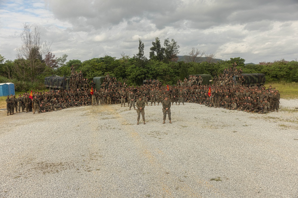 U.S. Marines with 3rd Maintenance Battalion conducts a battalion hike