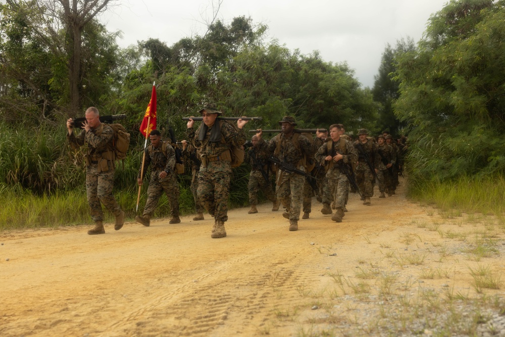 U.S. Marines with 3rd Maintenance Battalion conducts a battalion hike