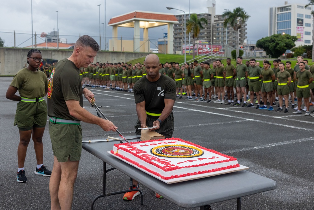 3rd MLG Conducts 249th Marine Corps Birthday Moto Run and Cake Ceremony