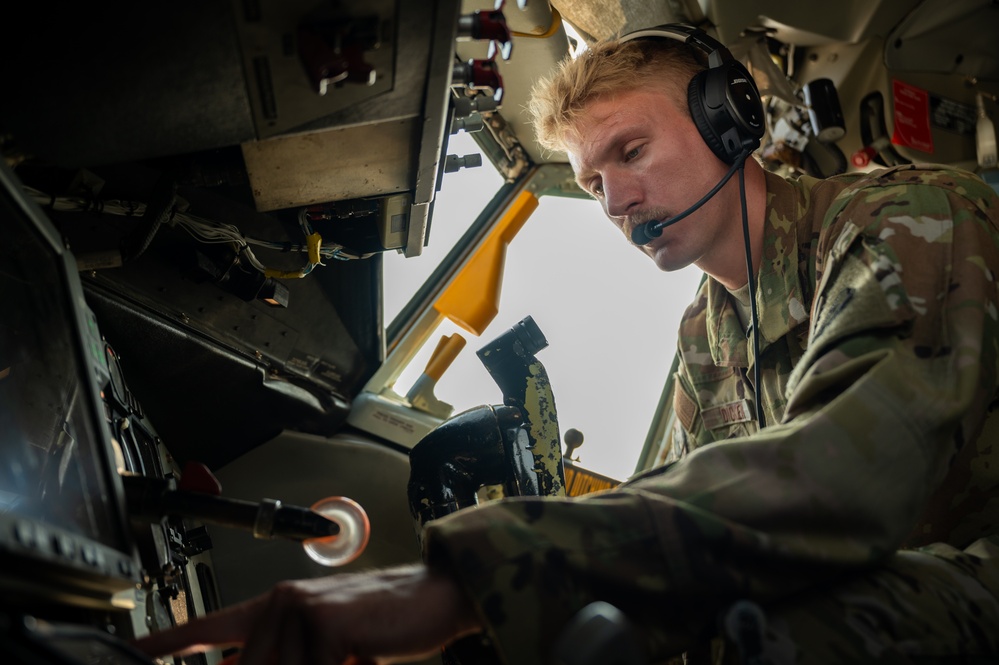 U.S. KC-135 refuels aircraft over CENTCOM