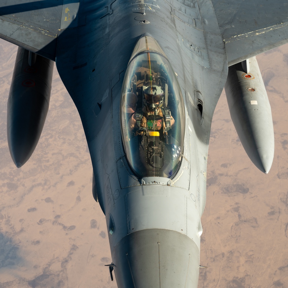 U.S. KC-135 refuels aircraft over CENTCOM