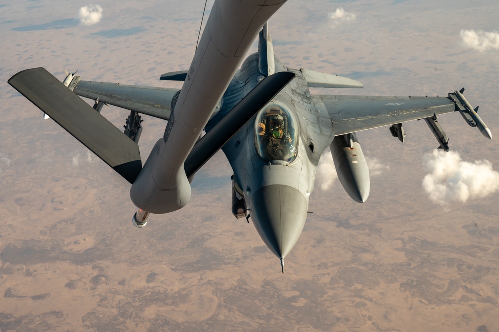 U.S. KC-135 refuels aircraft over CENTCOM