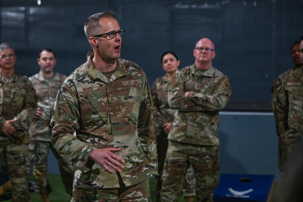 AFCENT command chief visits with 386 AEW Airmen