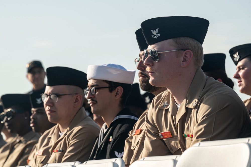 Sailors with USS John Basilone (DDG 122) visit USS New Jersey