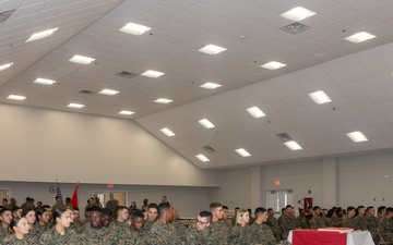 Marines with Ground Supply School celebrate the 249th birthday of the Marine Corps