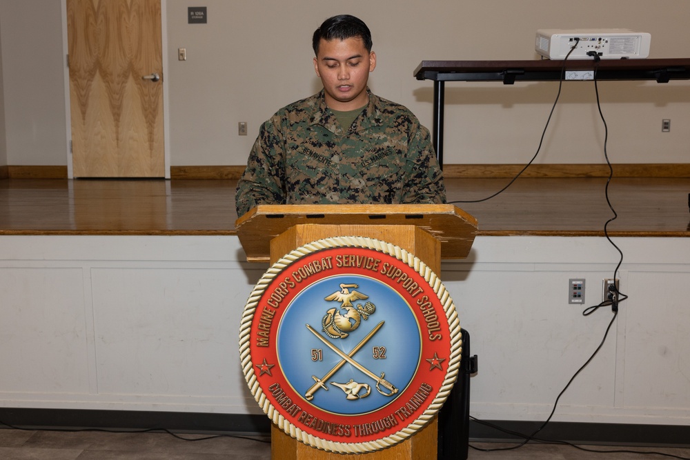 Marines with Ground Supply School celebrate the 249th birthday of the Marine Corps