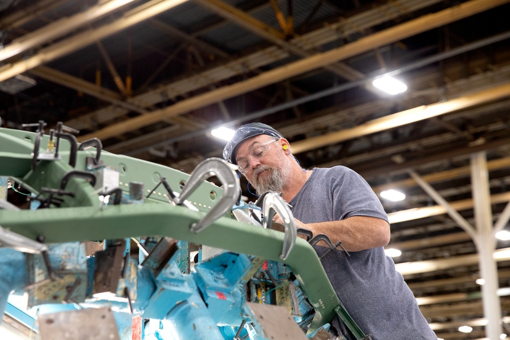 The first C-130J-30 Super Hercules aircraft being built for the U.S. Navy’s E-130J program