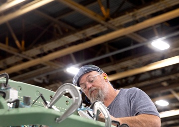 The first C-130J-30 Super Hercules aircraft being built for the U.S. Navy’s E-130J program