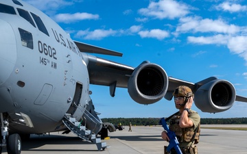 Airmen and Soldiers of the NCNG load UH-72B Lakota onto C-17 Globemaster III