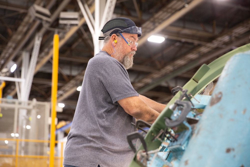 The first C-130J-30 Super Hercules aircraft being built for the U.S. Navy’s E-130J program