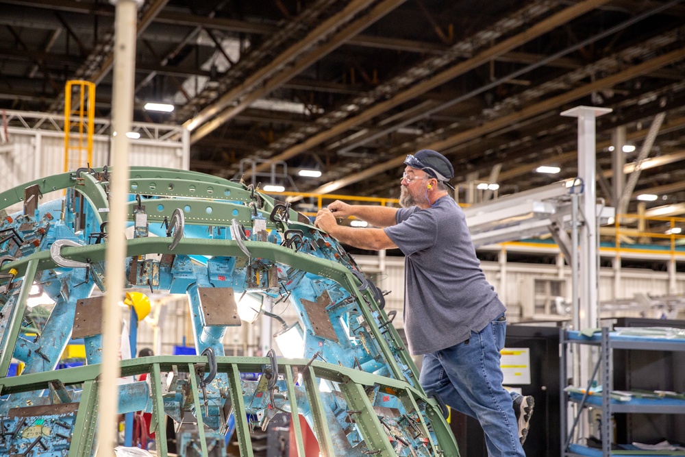 The first C-130J-30 Super Hercules aircraft being built for the U.S. Navy’s E-130J program