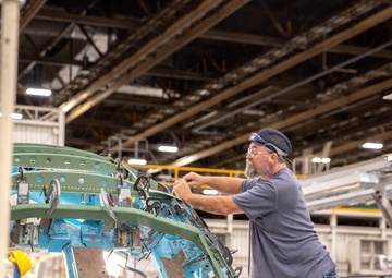 The first C-130J-30 Super Hercules aircraft being built for the U.S. Navy’s E-130J program