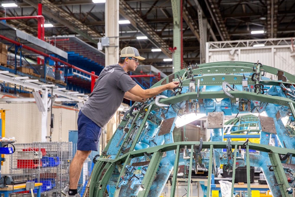 The first C-130J-30 Super Hercules aircraft being built for the U.S. Navy’s E-130J program