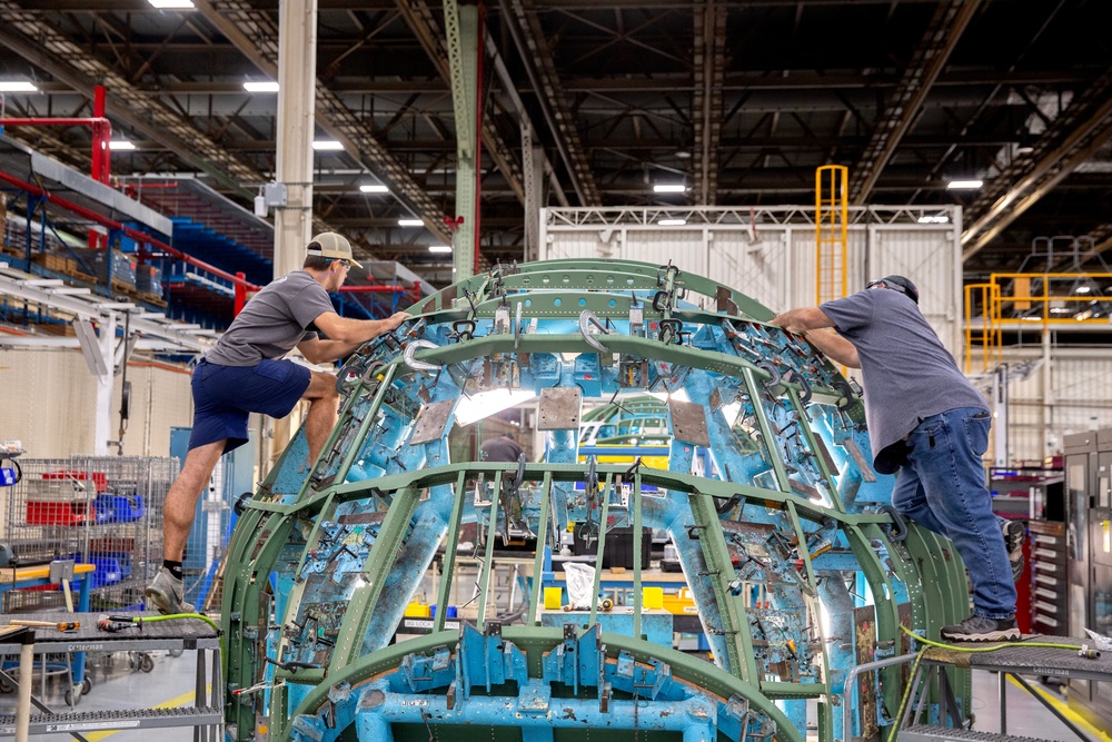 The first C-130J-30 Super Hercules aircraft being built for the U.S. Navy’s E-130J program