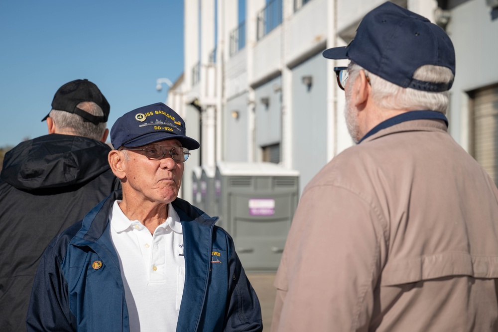 Sailors with USS John Basilone DDG 122 Meet with Retired Service Members of USS Basilone DDE 824