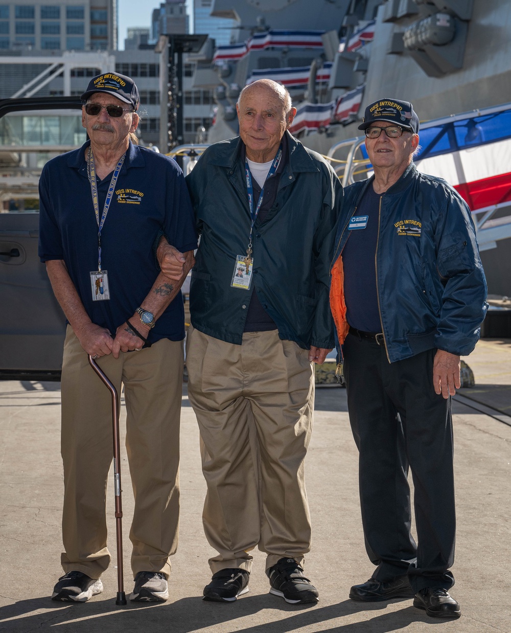 Sailors with USS John Basilone DDG 122 Meet with Retired Service Members of USS Basilone DDE 824