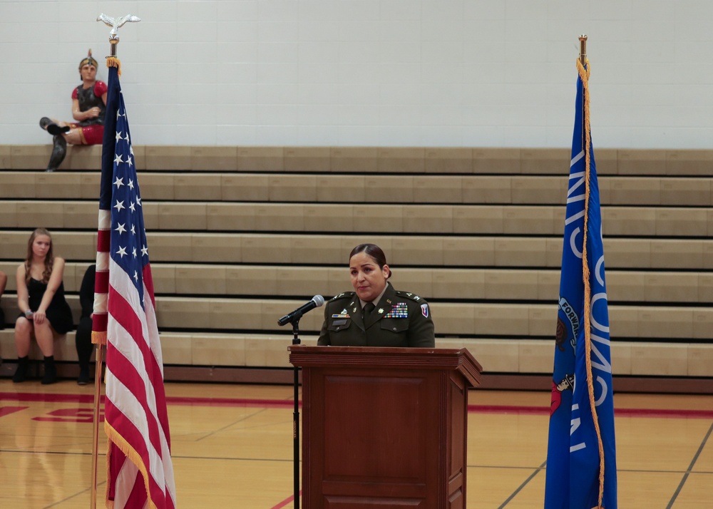 Fort McCoy Garrison Commander Col Sheyla Baez spends Veterans Day with Sparta Community