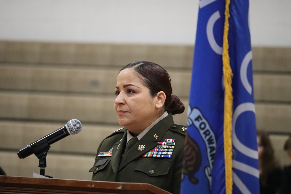 Fort McCoy Garrison Commander Col Sheyla Baez spends Veterans Day with Sparta Community