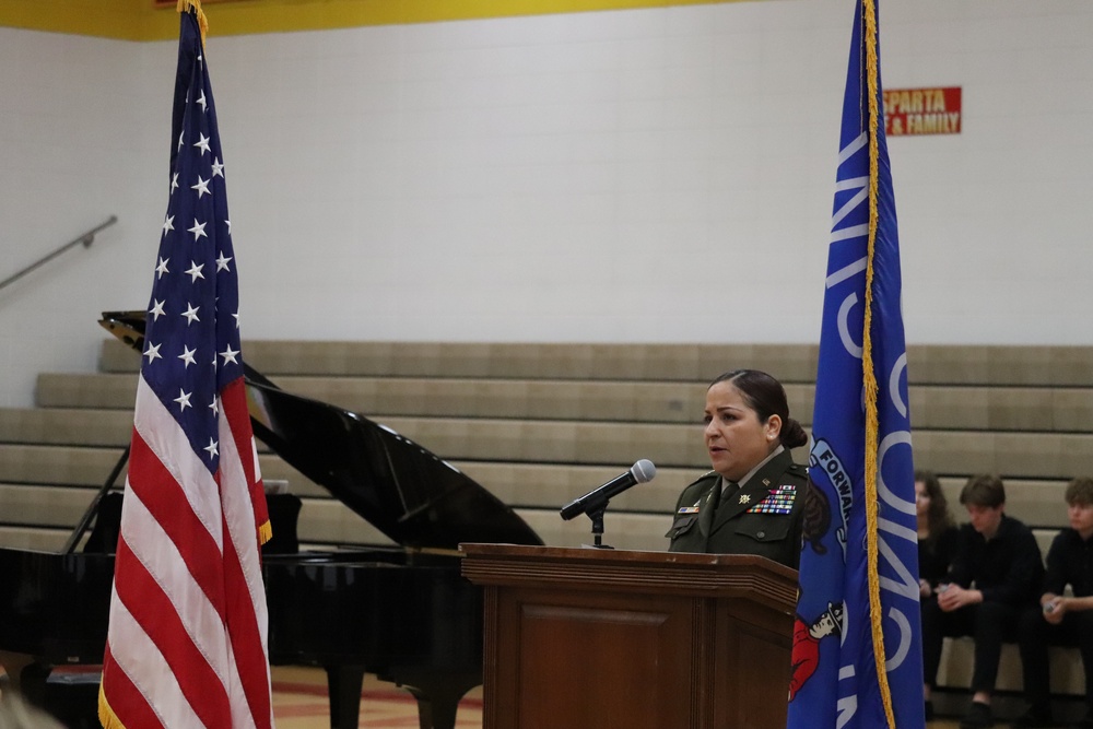 Fort McCoy Garrison Commander Col Sheyla Baez spends Veterans Day with Sparta Community