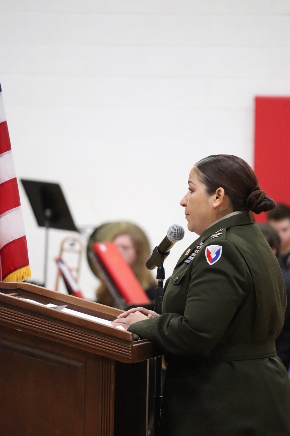 Fort McCoy Garrison Commander Col Sheyla Baez spends Veterans Day with Sparta Community