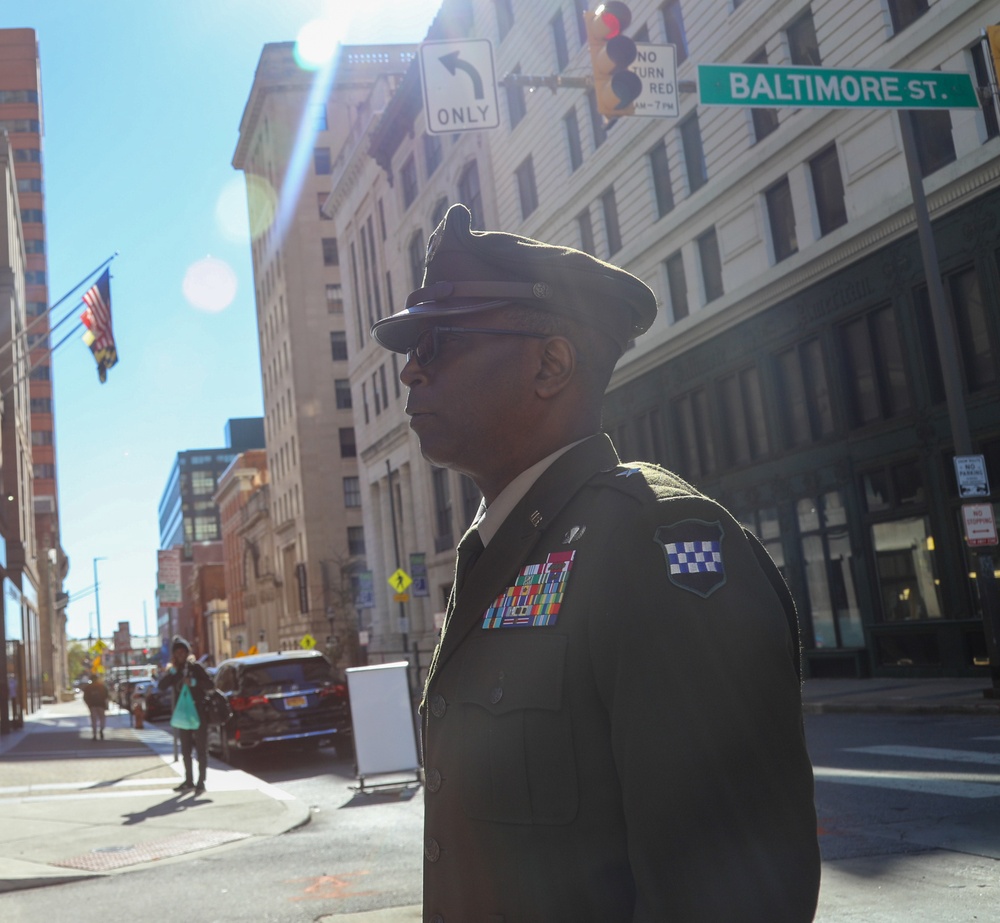 Army Reserve leader highlights deployed troops at Baltimore Veterans Day Parade