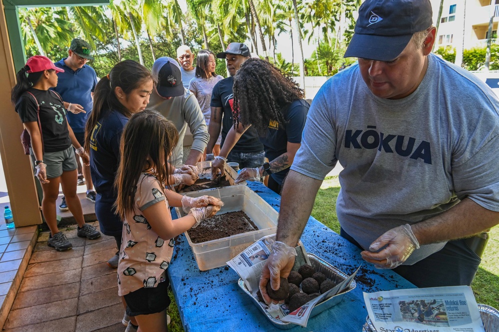 Joint Base Pearl Harbor-Hickam Salt Lake Walkway Cleanup and Genki Ball-Making