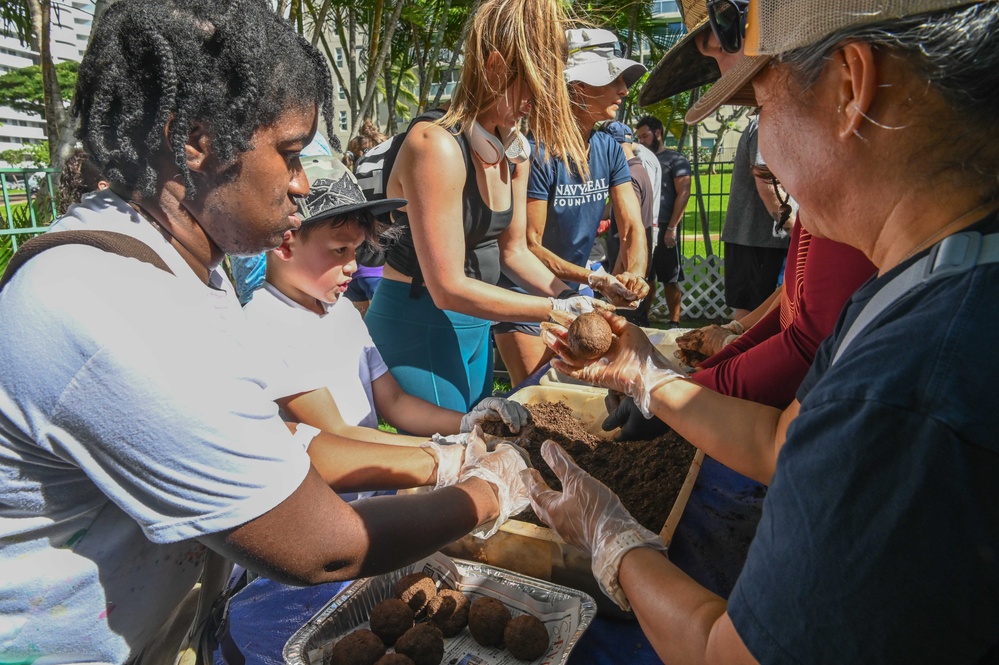 Joint Base Pearl Harbor-Hickam Salt Lake Walkway Cleanup and Genki Ball-Making