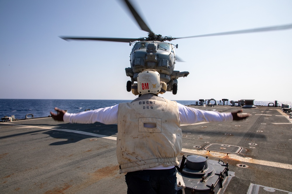 Vertical Replenishment Aboard the USS Cole