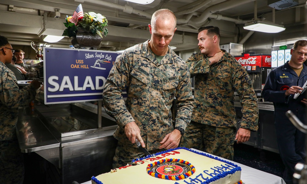 249th Marine Corps Birthday Ceremony Aboard USS Oak Hill (LSD 51)