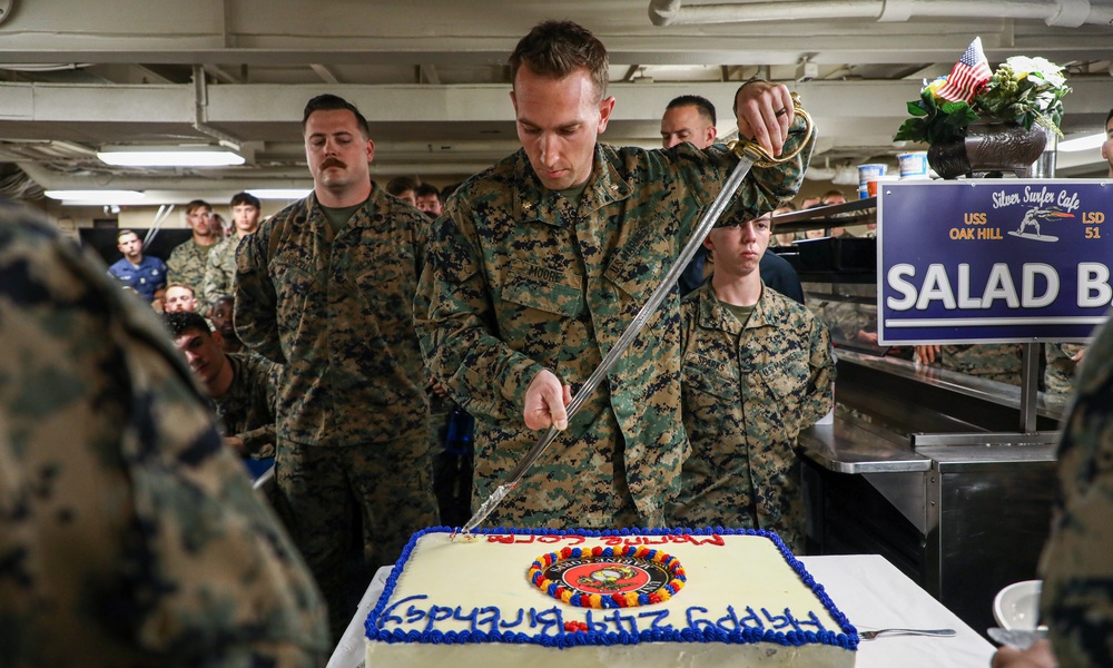 249th Marine Corps Birthday Ceremony Aboard USS Oak Hill (LSD 51)