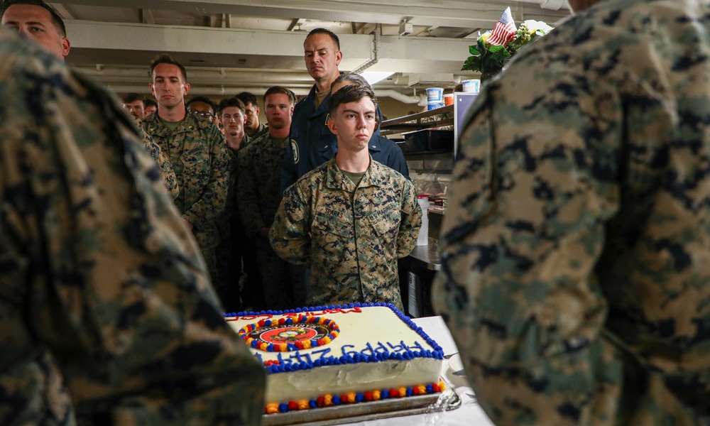 249th Marine Corps Birthday Ceremony Aboard USS Oak Hill (LSD 51)