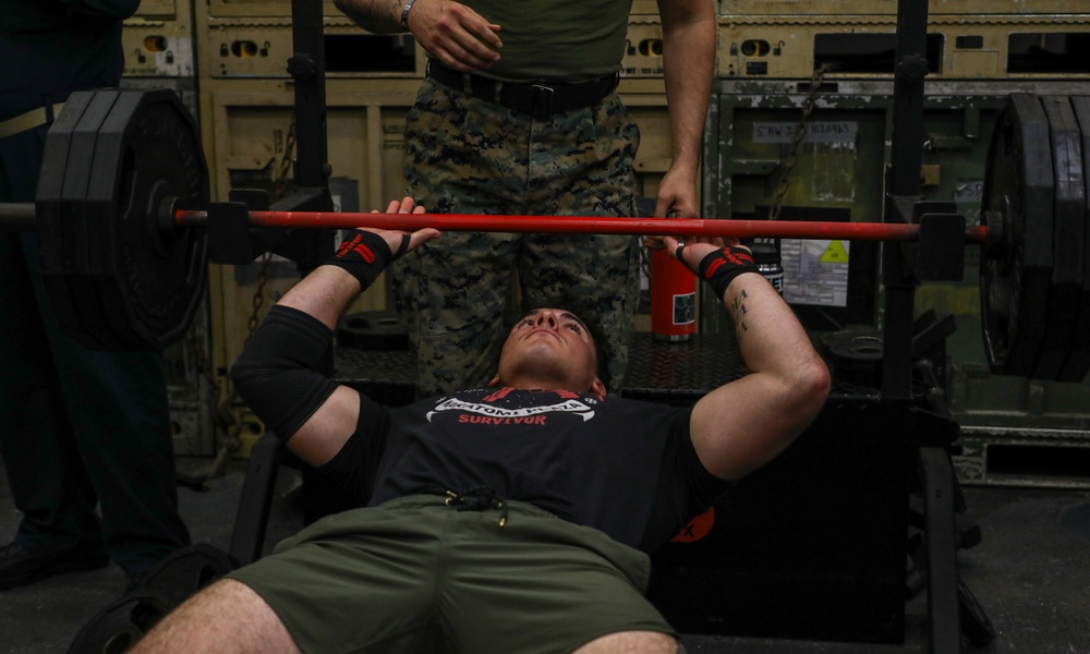 Marines and Sailors with the WSPARG-24th MEU (SOC) Participates in a Lifting Competition Aboard the USS Oak Hill (LSD 51)
