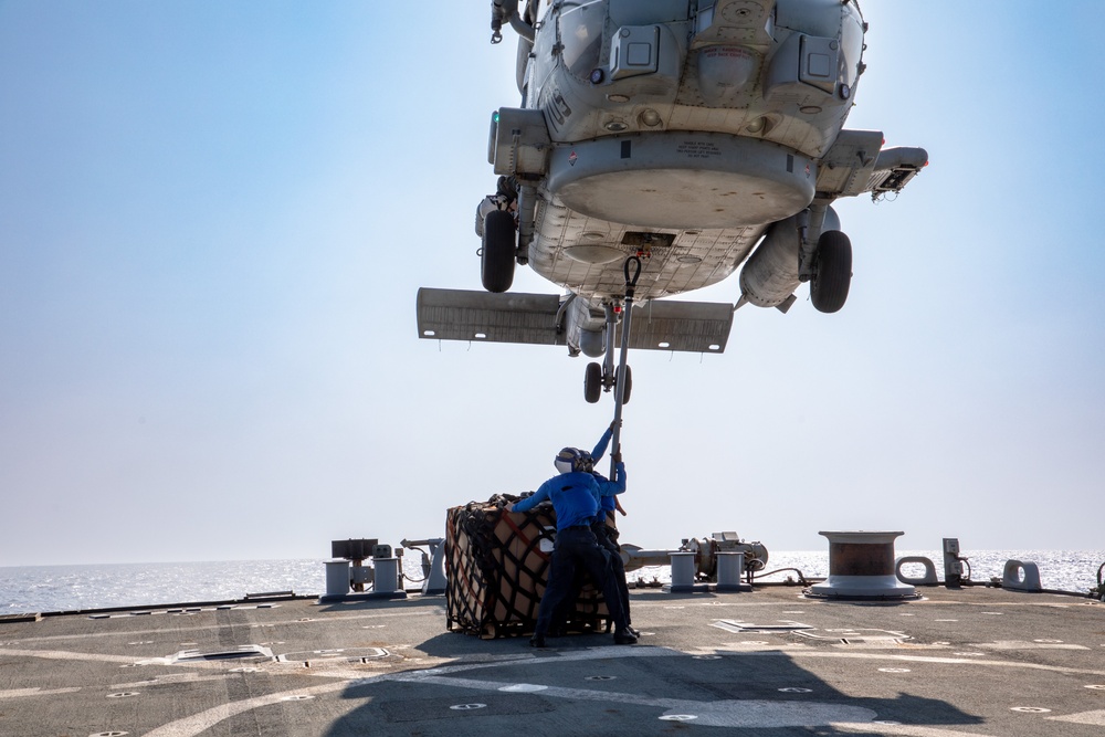 Vertical Replenishment Aboard the USS Cole